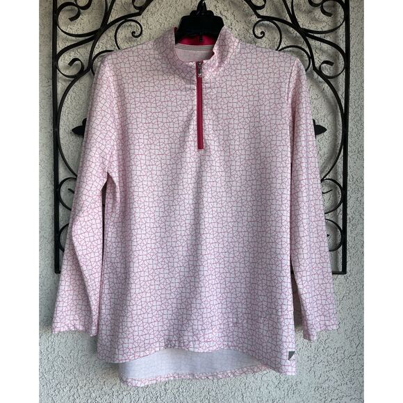 Bette & Court Long Sleeve Golf Shirt - Size Medium - Pink/ White - Picture 1 of 8